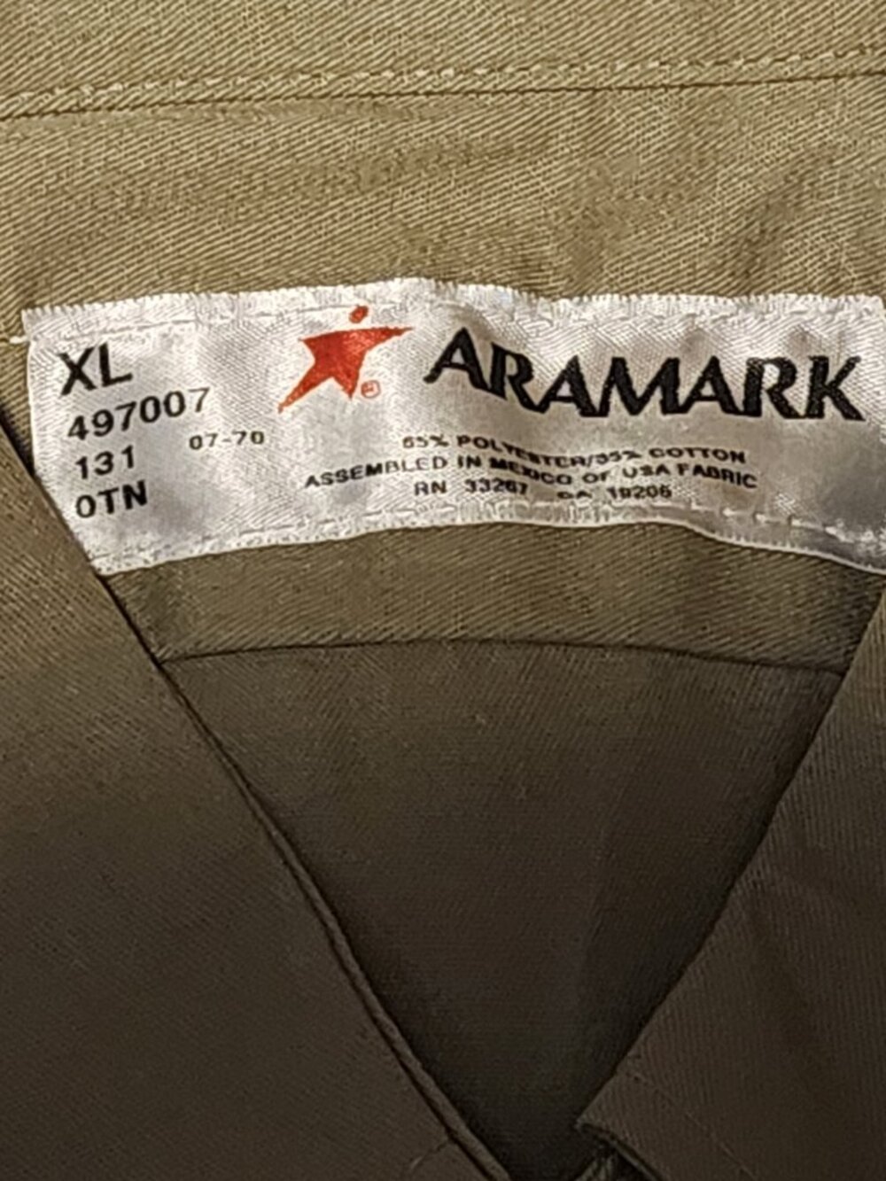 NEW Aramark Work Shirt Uniform Utility Mens XL Khaki Color Button Long Sleeve